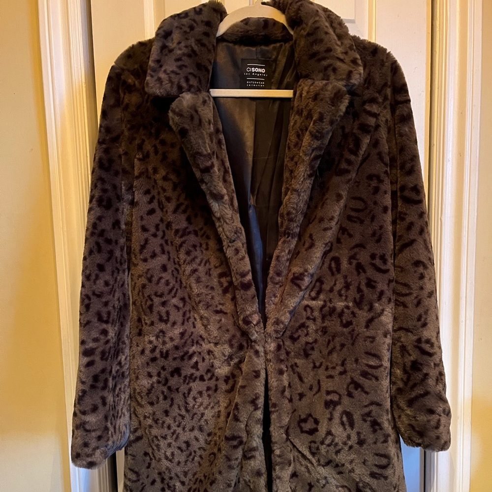 Ci Sono faux fur animal print coat